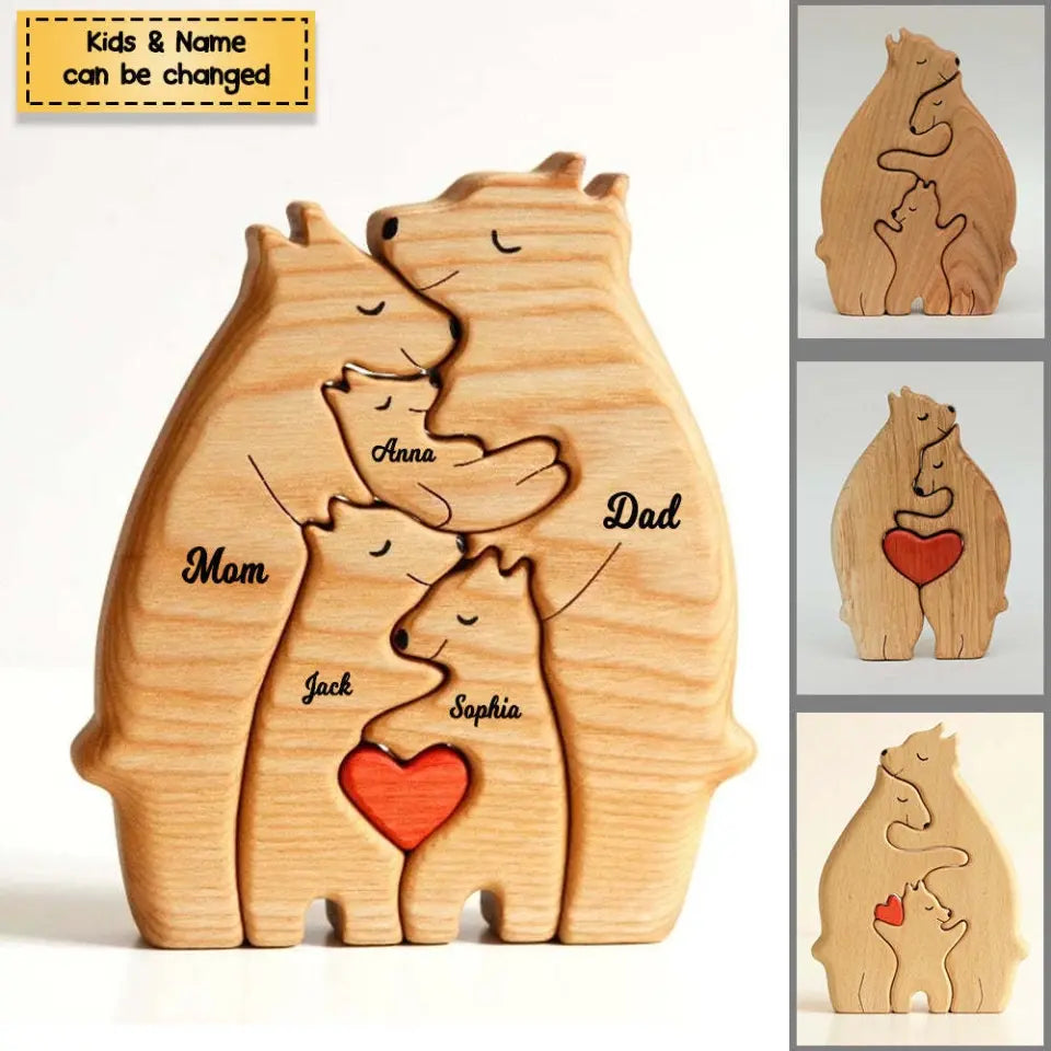 Handcrafted - Family - Wooden Bears Family - Wooden Pet Carvings